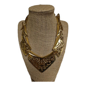 Vintage Clara Kasavina Studio Chocker Necklace Gold tone Metal Statement Piece